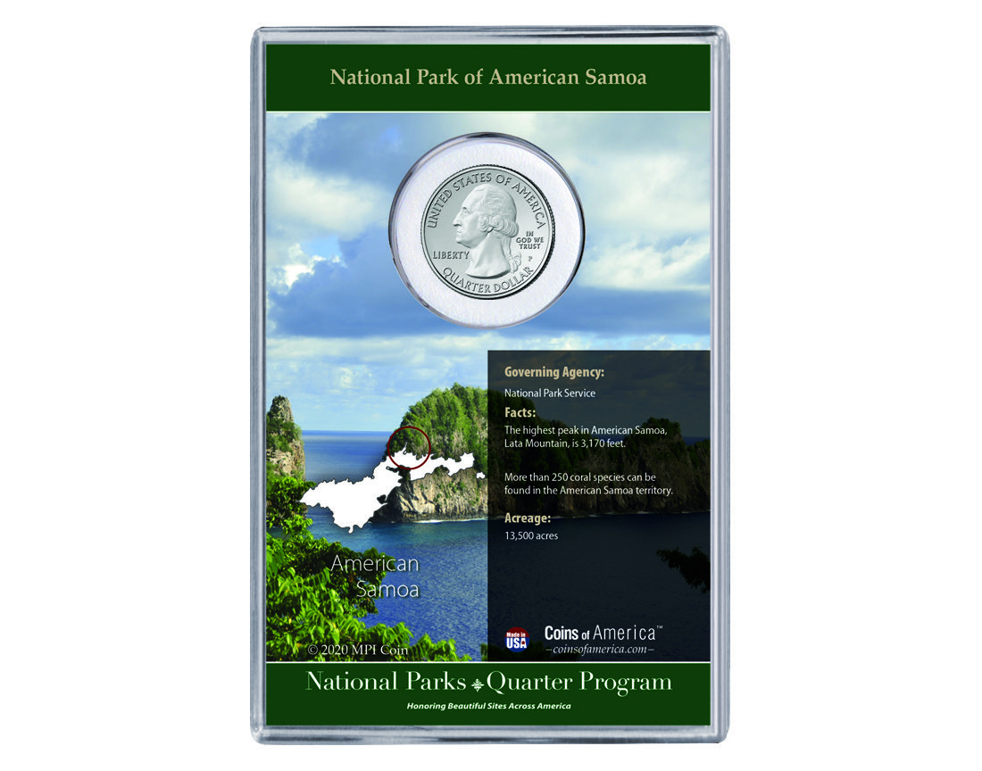 American Samoa National Park 4 American Samoa National Park Coin & Stamp Set