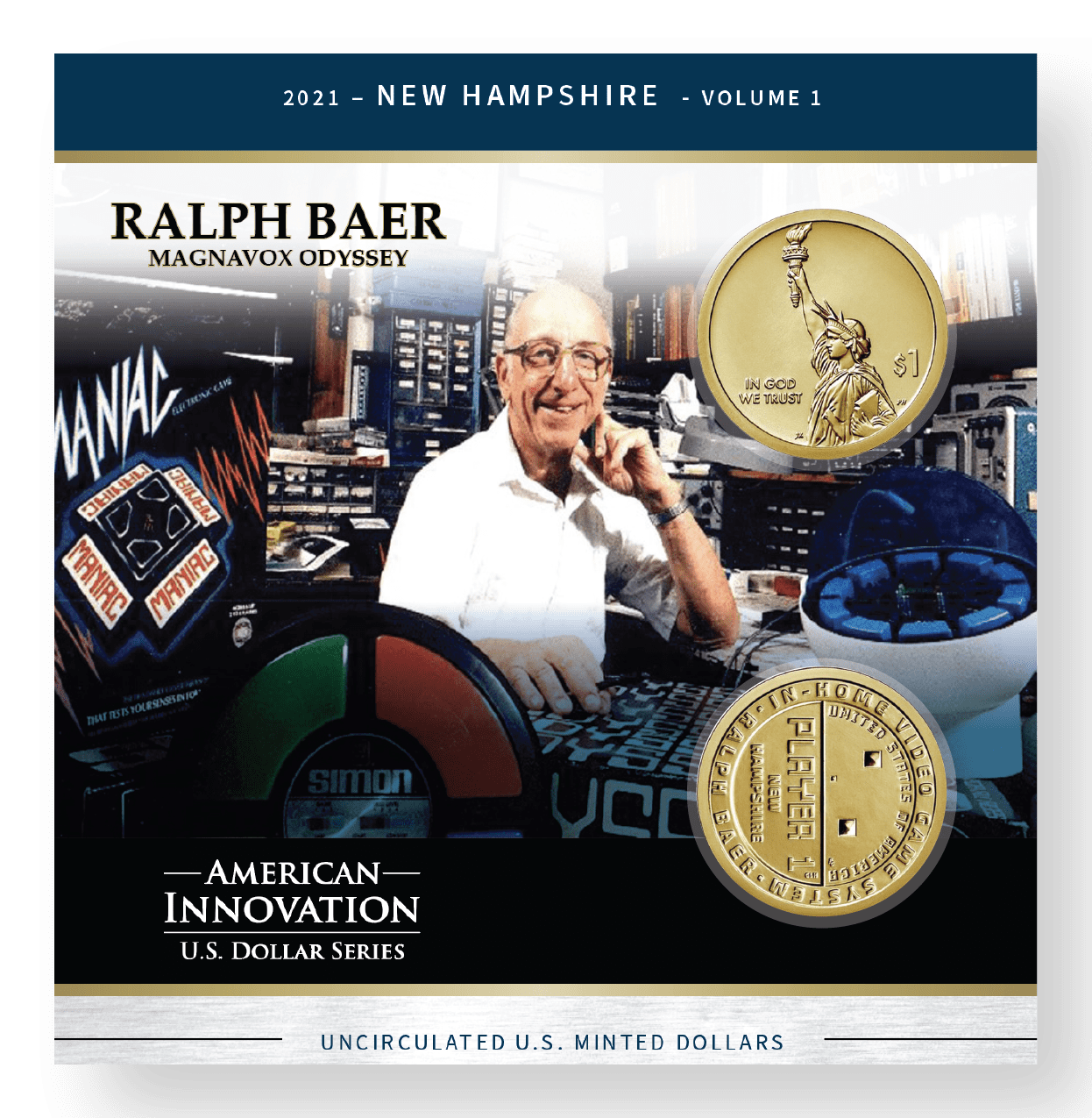 NH Ralph Baer Video Game 2 American Innovations Dollar Collection-NH Video Game