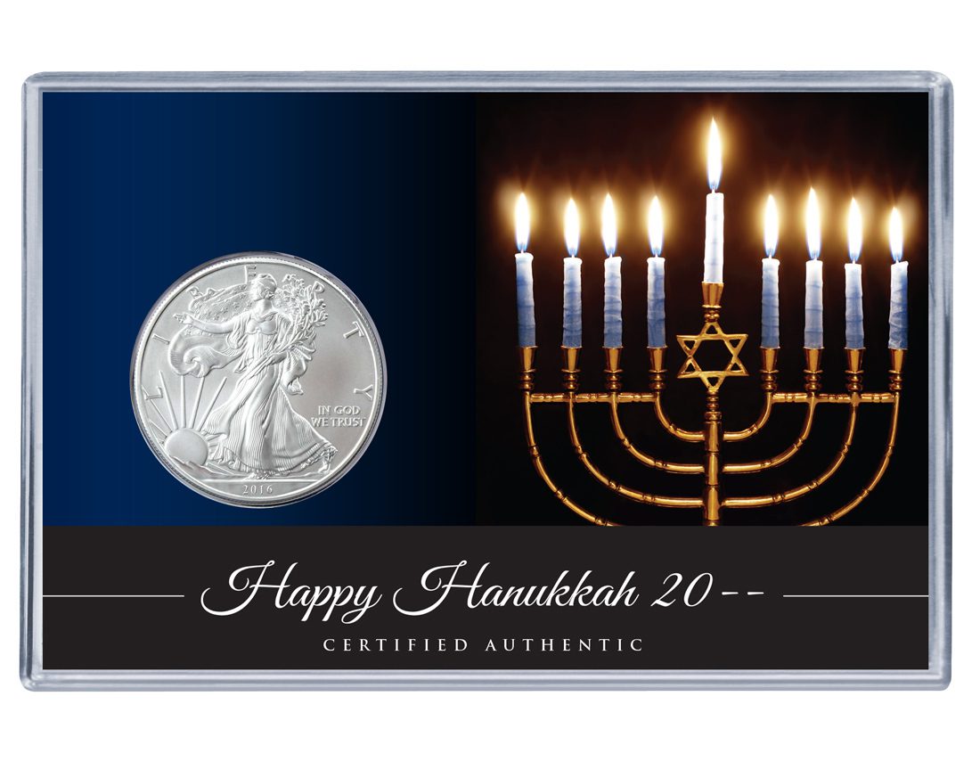 Hanukkah Silver Eagle Acrylic Display 1 Hanukkah Silver Eagle Acrylic Display