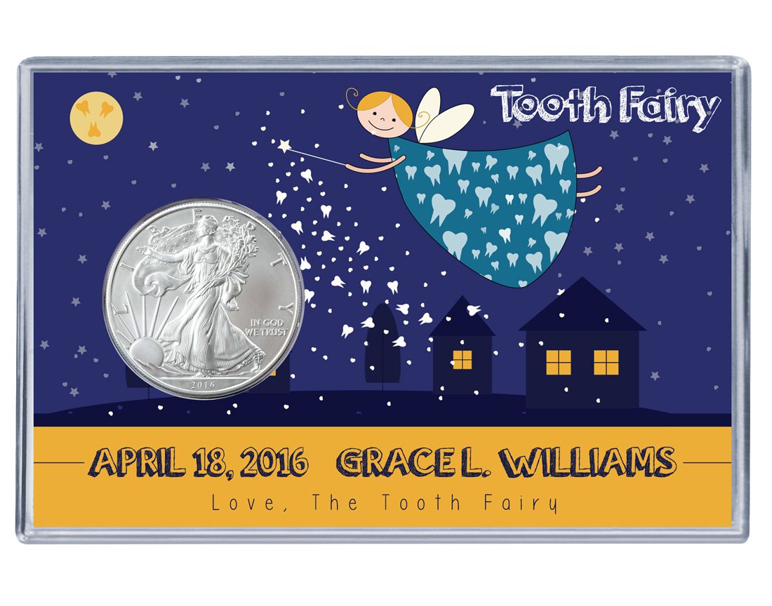 Tooth Fairy Silver Eagle Acrylic Display 3 Tooth Fairy Silver Eagle Acrylic Display - Image 3