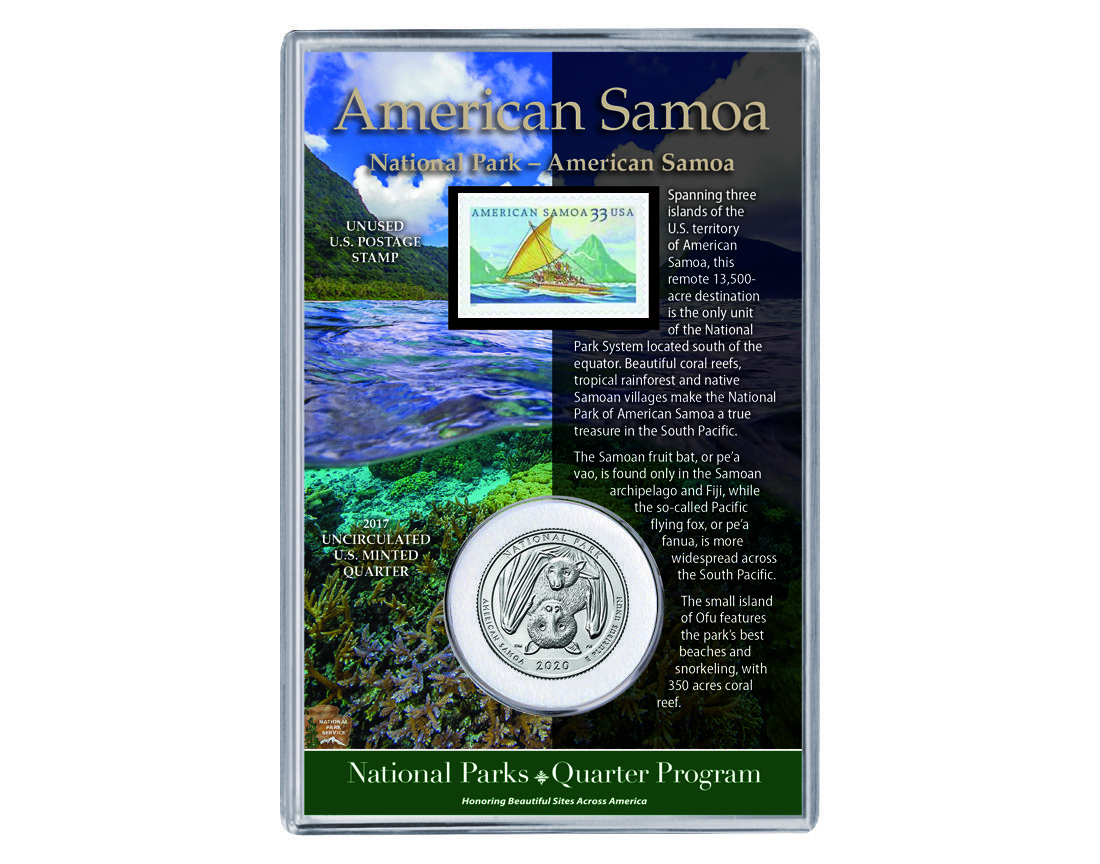 American Samoa National Park 3 American Samoa National Park Coin & Stamp Set