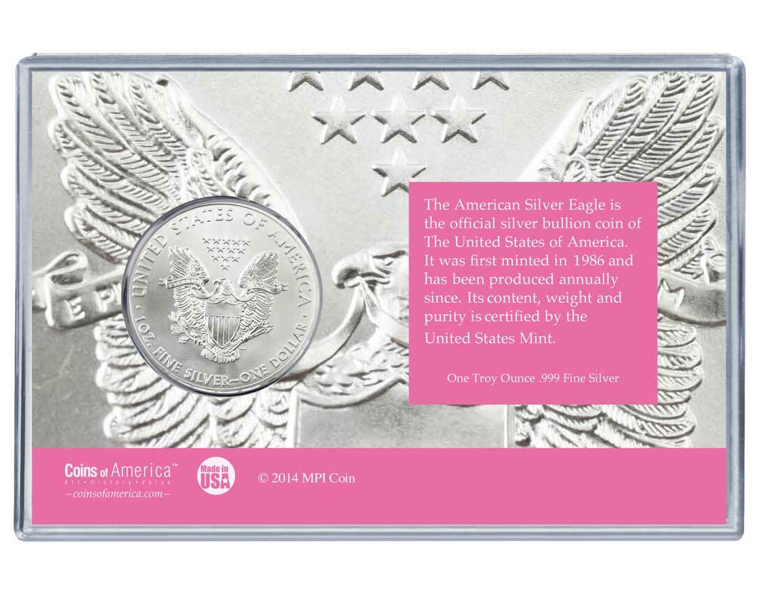 Breast Cancer Awareness Silver Eagle Acrylic Display 2 Breast Cancer Awareness Silver Eagle Acrylic Display - Image 2