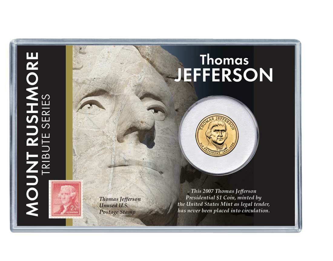 Mt. Rushmore Series Thomas Jefferson Dollar Coin and Stamp Set 1 Mt. Rushmore Series Thomas Jefferson Dollar Coin and Stamp Set