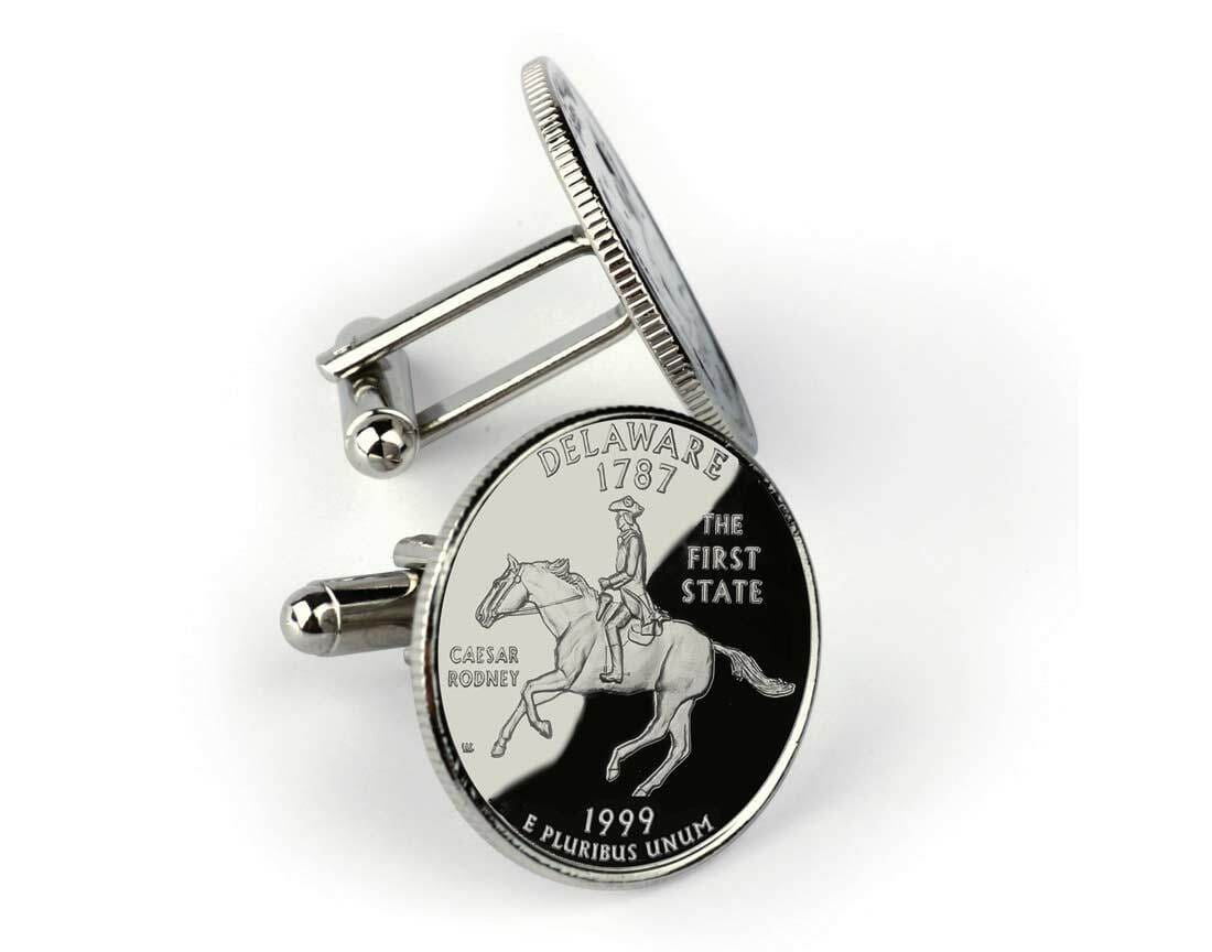 State Quarter Rhodium Cufflink 1 State Quarter Rhodium Cufflink