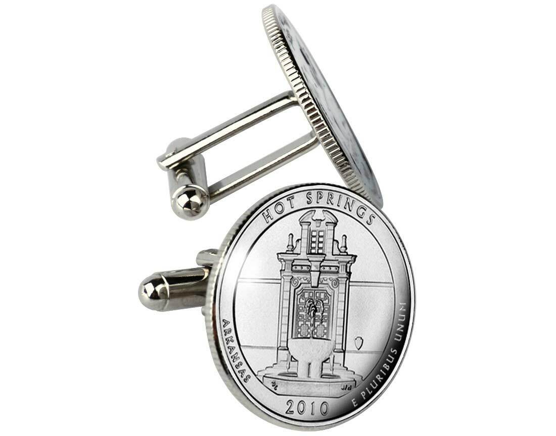 National Park Quarter Rhodium Cufflink 1 National Park Quarter Rhodium Cufflink