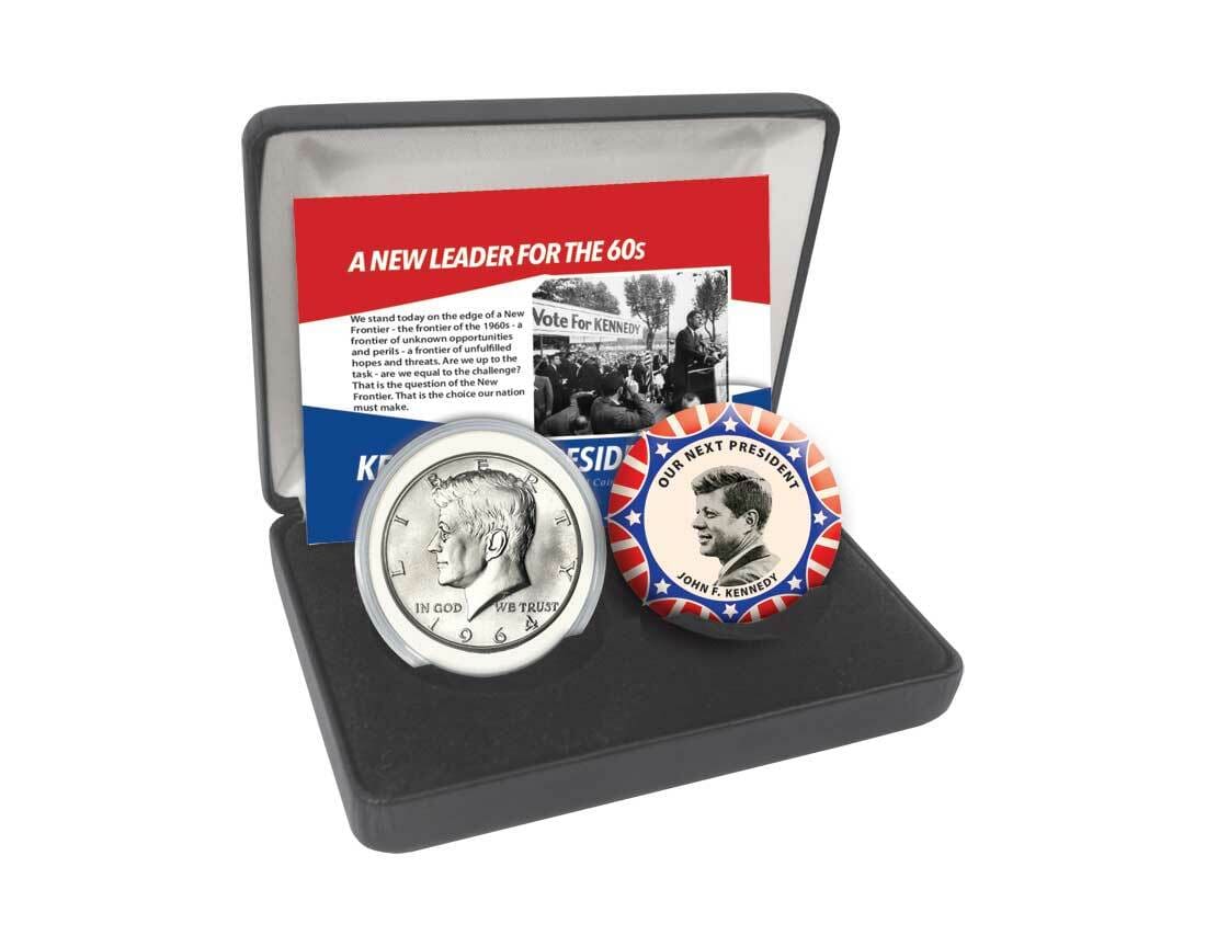 Kennedy Half Dollar & Campaign Button