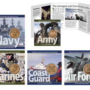 Military Tributes are unique products to honor America's Bravest. Each coin represents the celebration of the men and women who protect our freedom and safety. This tribute coin collection, comprised with brilliant pictures, holds a 39 mm bronze challenge coin affixed to a sturdy tri-fold card describing the history and contributions that the Marines have made.
Challenge Coins have a deep-rooted history. Everything from associating with comrades of particular military campaigns, to law enforcement pride, to individual accomplishments. The idea of carrying your challenge coin is a way of carrying your identity. If a fellow carrier of a challenge coin should โchallengeโ you, it is with pride and confidence that you present your coin as proof of commitment.