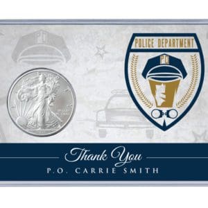 Police Officer Silver Eagle Acrylic Display