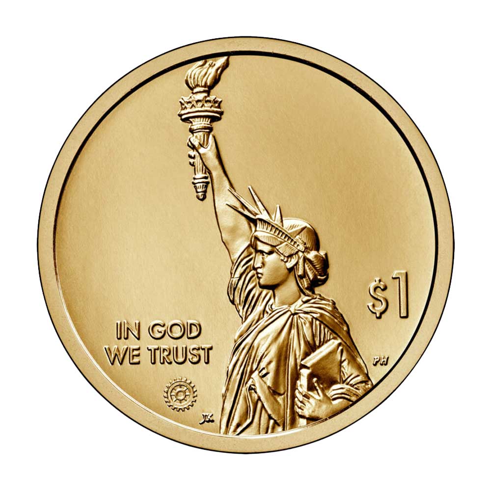 Indiana Automotive Industry 6 Innovation dollar coin obverse