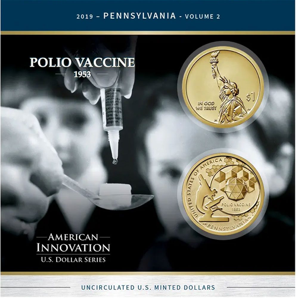 PA Polio Vaccine 2 american innovation polio vaccine coin collection