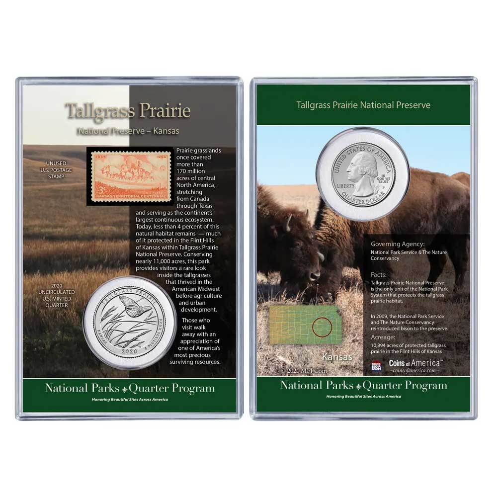 Tallgrass Prairie National Preserve - Kansas 3 tallgrass-prairie-national-park-quarter-coin-stamp